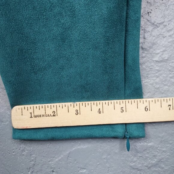 Anthropologie Avec Les Filles Pants Small Arden Slim Faux Suede Green Zip Ankle - Picture 16 of 16